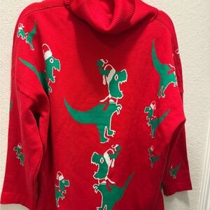Lillusory Womans Red Dinosaur Holiday Sweater Size Large